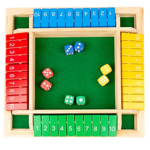 Shut The Box Game Wooden with Dice 2-4 Player Math Strategy Game for Adults - Great Family Board Games Holiday Travel Fun Game Pub Games for Adults 14+