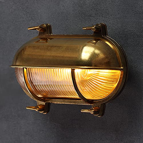 Blinko Nautical Brass Bulkhead Wall Light,Vintage Retro Wall Sconce,Industrial Lighting Fixtures,Mid Century Modern Decorative Light,Ip 65 Precision Waterproof,Outdoor Indoor Deco,Lampshade Only #TOP3