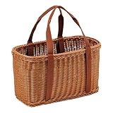 Sturdy Handwoven Wicker Shopping Basket with...