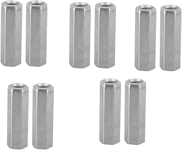 10pcs Long Hex Nut Long Rod Coupling Nut Zinc Plated Carbon Steel Connecting Cap Joint Nut (M8*40)