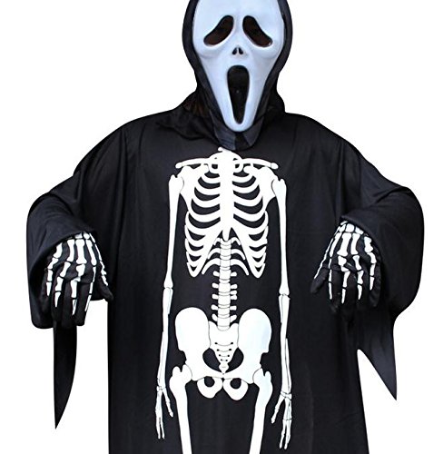 Halloween Costume Skeleton, Halloween Gloves Skeleton Costume Unisex Halloween Costume Scary for Adult Women Men Boys Girls Cosplay Skull Ghost Perfect for Party & Holiday Occasion