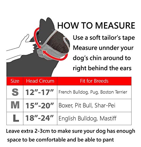 Short Snout Dog Muzzles - Full Breathable Mesh Mask - Adjustable For Biting Chewing Barking Training Bulldog Muzzle #TOP6