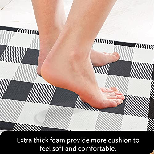 Earthall Kitchen Mat Cushioned Anti-Fatigue Floor Mat, 17.7"X30", Waterproof Non-Slip Buffalo Plaid Kitchen Rug Ergonomic Comfort Standing Mat For Kitchen, Home, Office, Sink, Laundry, Desk #TOP3