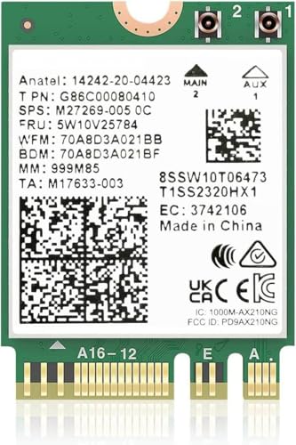 AX210NGW WiFi 6E Card M.2 5400Mbps Tri-Band Wireless...