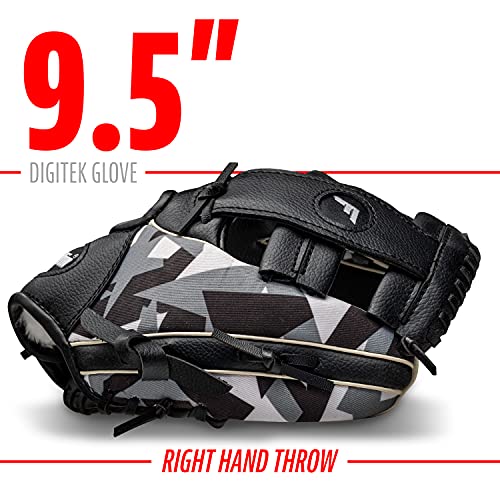 Franklin Sports Kids Baseball + Tball Glove - Rtp Youth Baseball Glove - Boys + Girls Teeball, Youth Baseball Glove - Black/White - 9.5" Right Hand Throw #TOP4
