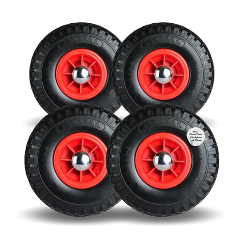 4 x FROSAL PU Rad Bollerwagen Reifen + Radbefestigung Sackkarre Ersatzrad Vollgummi pannensicher