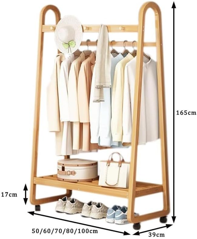 Amazon｜竹製 ワードローブ 扉付き クローゼット ハンガーラック 天然