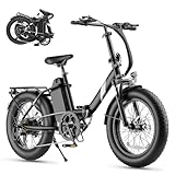 Touroll Bicicletta Elettrica S3 Nero, 20"×3.0" fat bike elettrica con Autonomia 65 km,Bici Elettrica pieghevole con Motore 40 Nm, Forcella Ammortizzata, Portapacchi, Bici Elettrica Uomo e Donna