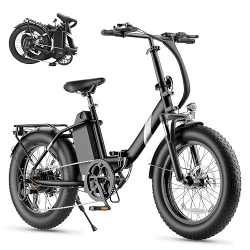 Touroll Bicicletta Elettrica S3 Nero, 20"×3.0" fat bike elettrica con