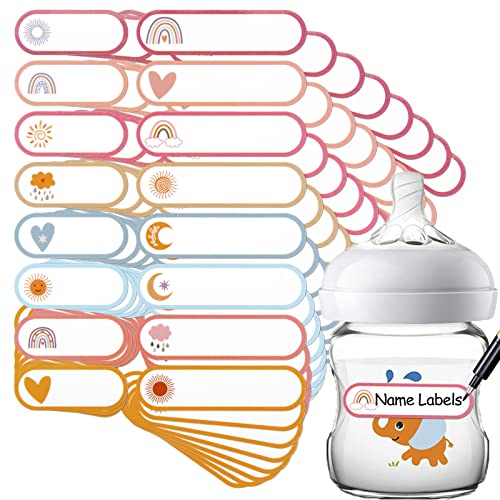 Image of Name Labels for Kids Stuff Daycare Labels, 128 PCS Waterproof Baby Bottle Labels for Daycare, Kids Name Stickers for School Supplies Self Laminating, Dishwasher Safe, Name Tags for Lunch Box Pacifier