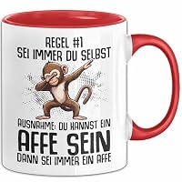 Lustige Tasse 'Sei Immer Du Selbst' Mit Schimpansen-Motiv – Blau, Spülmaschinenfest