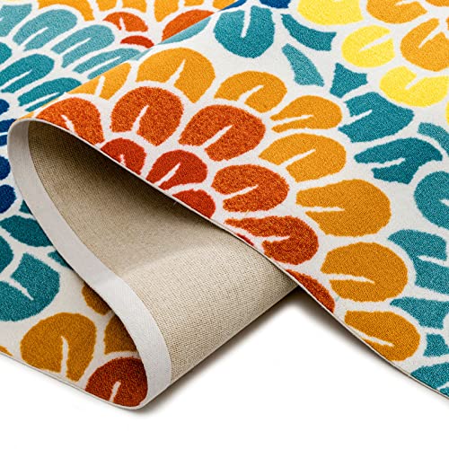 Decomall Outdoor Carpet For Patio Deck Porch Balcony Backyard, Colorful Outdoor Rug, 5'X7' #TOP4