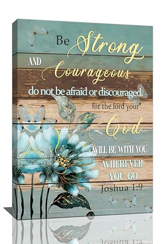 yerretin Christian Wall Art Bible Verse Floral Pictures Wall Decor Religious Scripture Teal Flower Canvas Painting Home Decoration Artwork for Bathroom Bedroom Living Room Office Framed 16"x24"