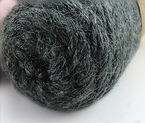 Celine Lin One Skein Thick Warm Alpaca Wool Mink Cashmere Knitting Yarn 100G,Dark Grey #TOP2