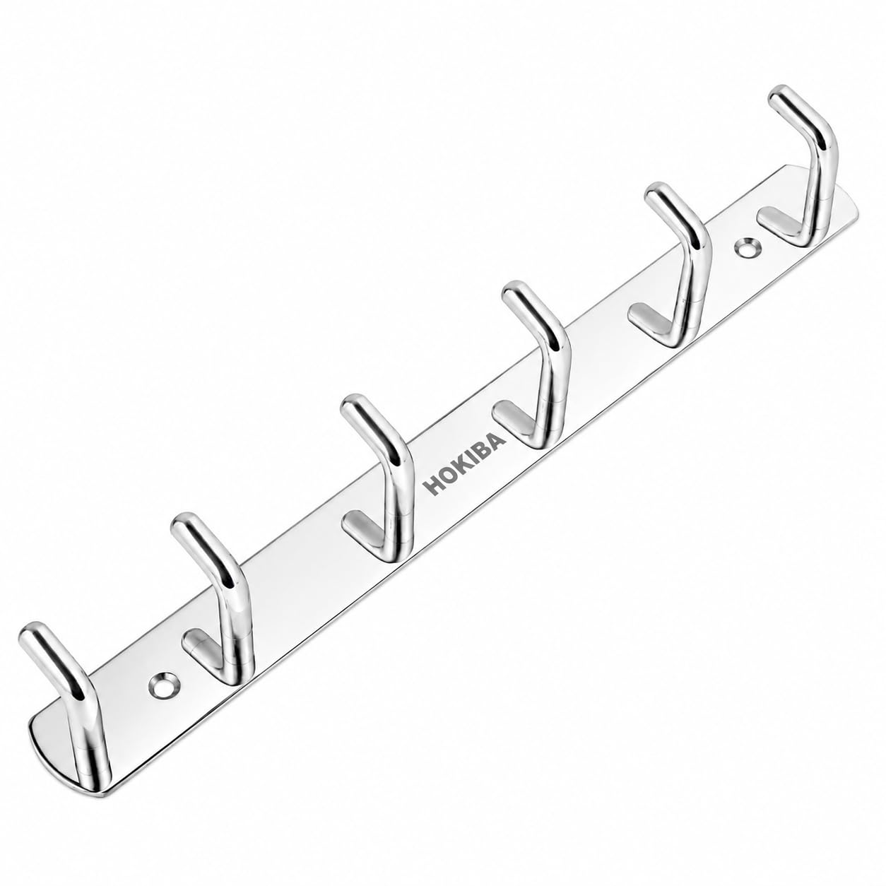 HOKIBA Adhesive Wall Hooks, 6 Pin Hanger, No-Drill Stainless Steel Hanging Solution for Clothes, Keys, Cups, Kitchen Utensils, Bathroom Cloths on Wall, Behind The Door (1 Pc) Silver-image-8