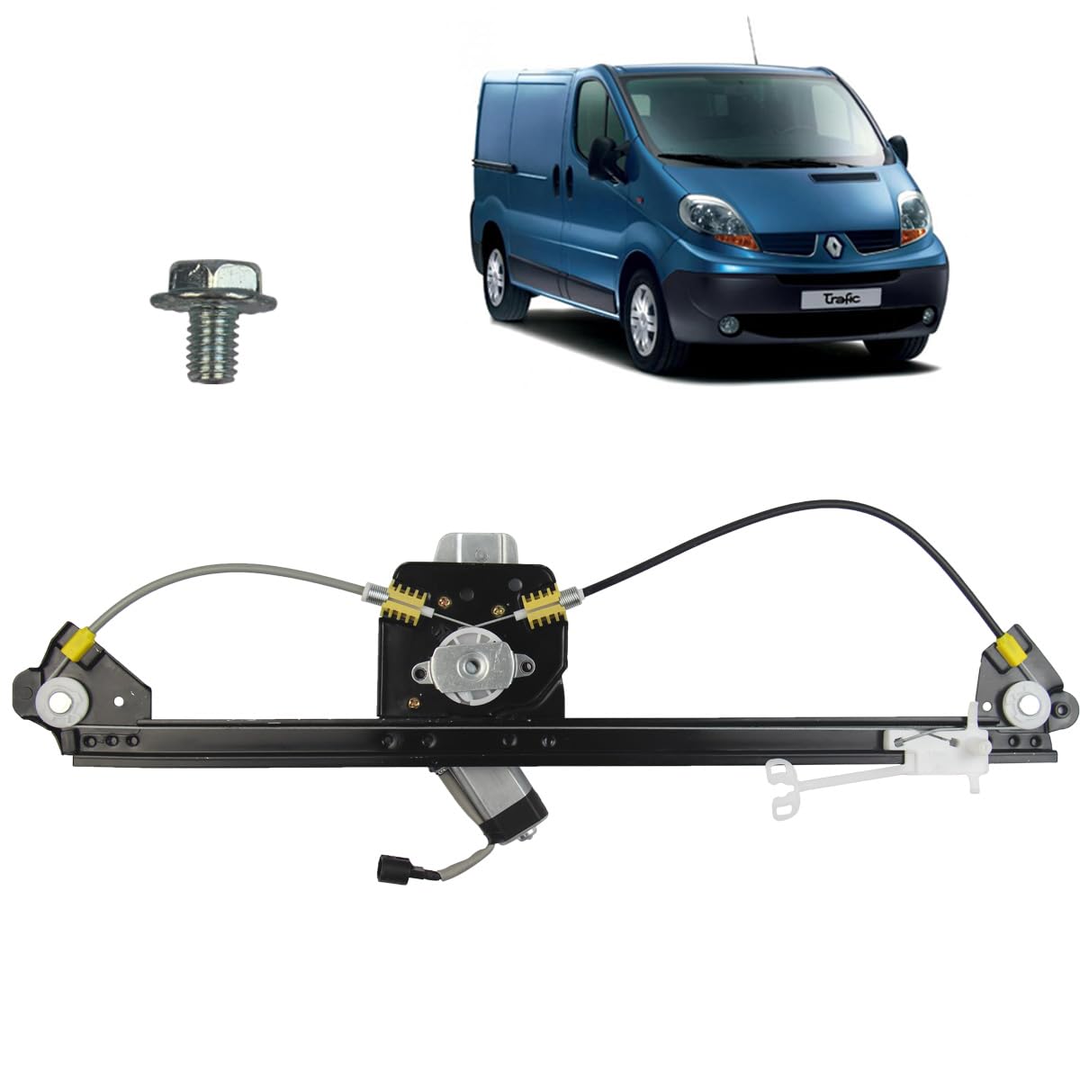 STARKIT PERFORMANCE Alzacristallo compatibile per Trafic 2, Vivaro e Nissan Primastar (2001-2014) CON MOTORINO. ALZAVETRO ANTERIORE SINISTRO (guida) 7700311820, 91165704
