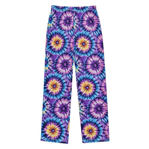 Pajama Pants Tie Dye Blue Purple PJ Bottoms Sleepwear Lounge Sleep Pant with Pockets