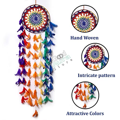 Image of Dream Catchers with Light Home Decor, Feather Wall Hangings for Kids Room, Bedroom, Livingroom, Balcony, Cafe Decorations, Gift Items, Multicolor 2