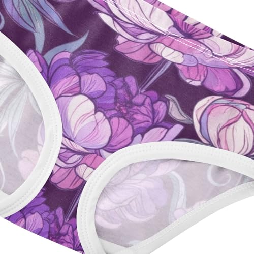 Cotton Girls Underwear Toddlers Large Flowers Purple Little Girl Panties Florals Briefs Girls Undies 2t4