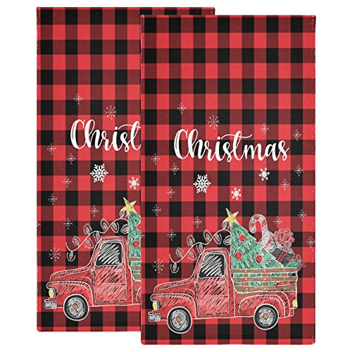 Wamika Christmas Red Truck Holiday Towel Set #TOP27