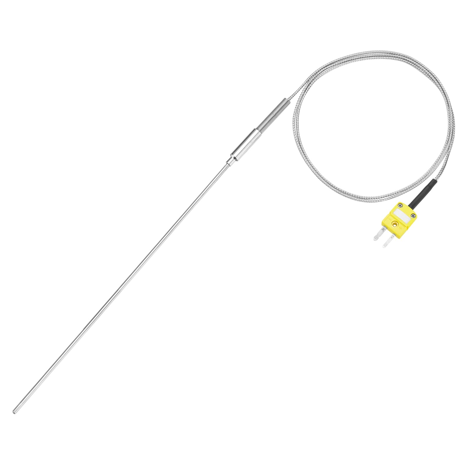 MECCANIXITY K Type Thermocouple with Plug, Meter Temperature Sensor Probe -50 to 1100°C(-58 to 2012°F) Stainless Steel, 3.2x300mm 3.3ft Wire