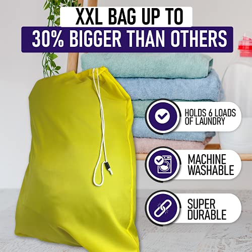 Super Extra Large Huge Heavy Duty Nylon Laundry Storage Bags With Drawstring, Durable, Machine Washable 40" X 50", Choose The Color (Yellow) #TOP4