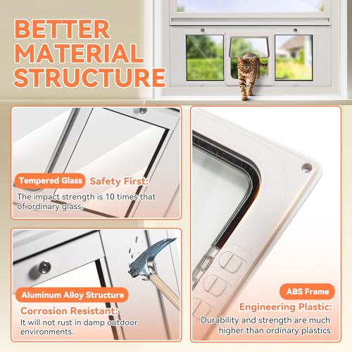 LIBBEPET Cat Door for Window, Aluminum Window Cat Door Insert Fit Windows Width 31"-36", Cat Flap for Window with Magnetic Flap Opening 7.8 x 8.3 in, Tool-Free Install, Safety & Weatherproof, Large by LIBBEPET - Image 4
