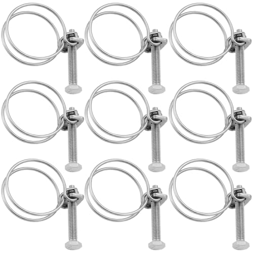 OTOTEC 20pcs Colliers de Serrage à Double Fil Réglables de 32-36mm Colliers de Serrage en Acier Inoxydable 201 Cerceau de Tuyau Réglable Colliers de Serrage à Double Fil pour Tuyaux de Plomberie