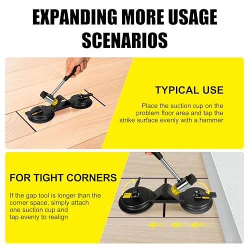 Floor Gap Fixer Tool - Heavy Duty 45° Striking Surface Floor Gap Repair Tool with Dual Enhanced Suction Cup, Plank Grabber Floors Fix Pro Made of Iron for Fixer Laminate/Vinyl Flooring Tools by CenfeiTooL - Image 5