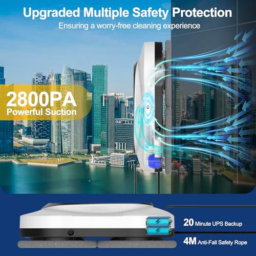 AOQUFUL Intelligent Window Cleaning Robot, Electric Glass Cleaner with Dual Water Spray, Automatic Window Vacuum with Remote Control and App, for Indoor and Outdoor Windows and Glass,12 Cloths, White - Image 4