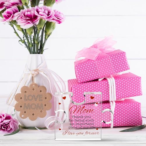 VELENTI Engraved Acrylic Block Puzzle - Mom Present, 4.1 x 3.5 inch - Cool Mom Gift from Daughter, Son, Dad - Heartwarming Birthday