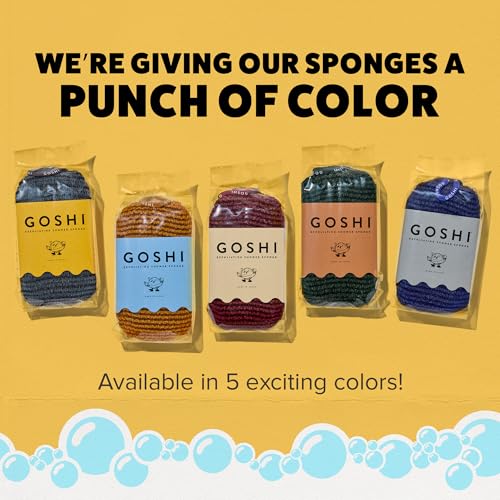 Image of Goshi Exfoliating Shower Sponge- Marigold, Rapid-Drying, Rip Resistant