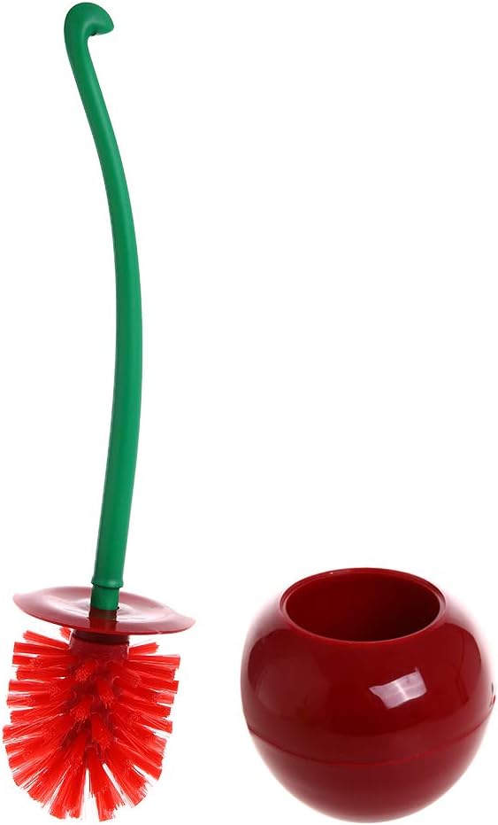 Cherry Shaped Toilet Brush Set with Long Handle and Storage Base