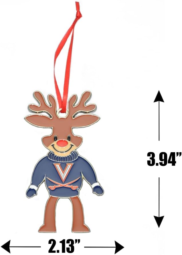 Virginia Cavaliers (UVA) Reindeer Metal Christmas Ornament - Image 2
