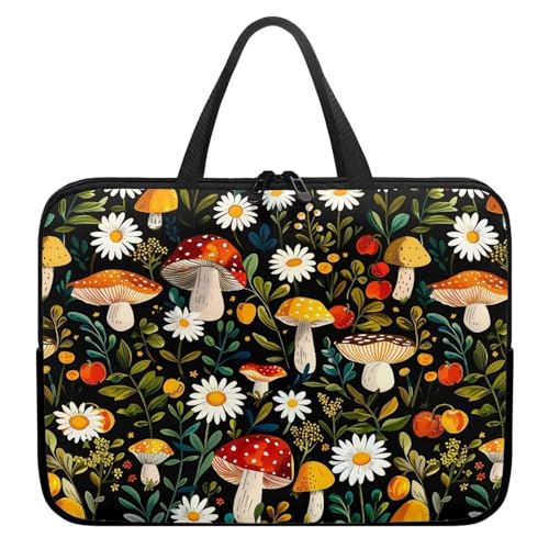 ZIATUBLES Laptop-Schutzhülle, Motiv: Pilz, Gänseblümchen-Motiv, tragbar, stoßfest, für Studenten, Lehrer, 43,2 cm (17 Zoll)