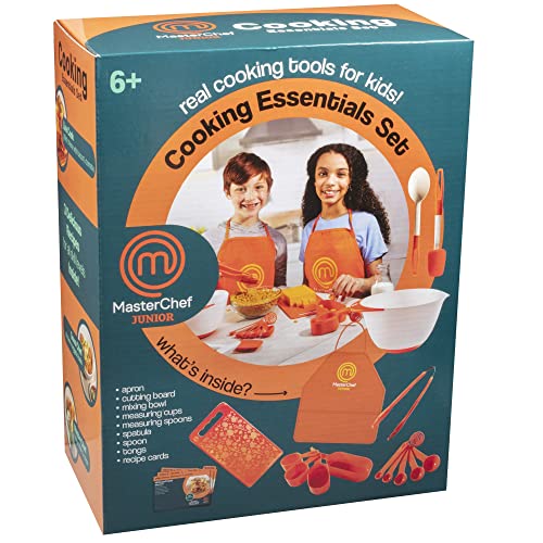 Masterchef Junior Cooking Essentials Set - 9 Pc. Kit Includes Real Cookware For Kids, Recipes, Apron, Cutting Board, Mixing Bowl, Measuring Cups, Spoons, Birthday Make Homemade Treats #TOP5
