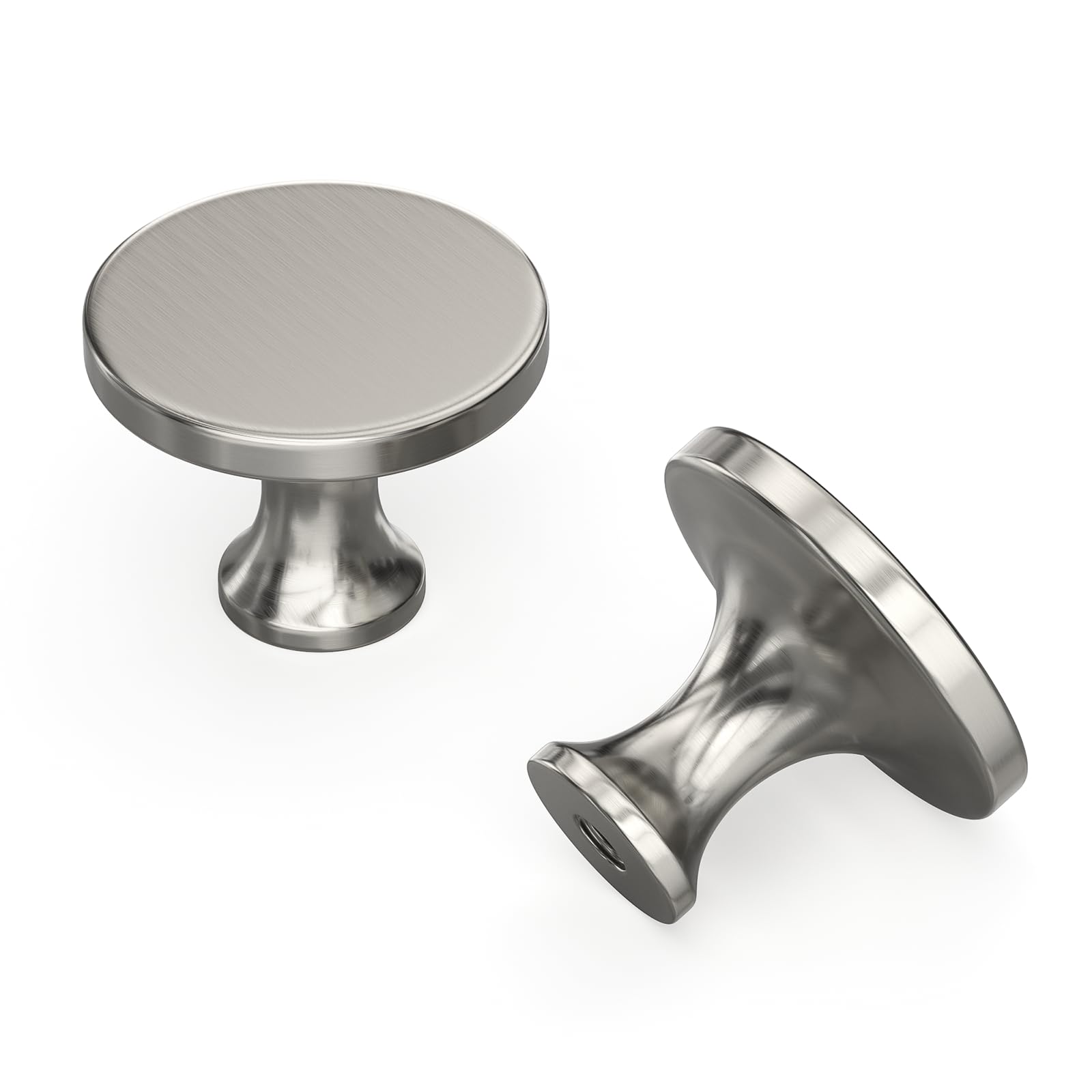 LONTAN 10 Pack Cupboard Knobs Brushed Nickel Drawer Knobs Solid Kithcen Hardware for Dresser Drawers Zinc Alloy Drawer Hardware