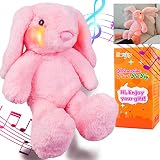 Pink Musical Bunny Colorful Light Up Singing Animated Stuffed Animal Plush Easter Rabbit Toy, Huggab