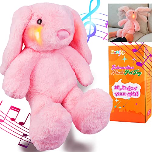 Pink Musical Bunny Colorful Light Up Singing Animated Stuffed Animal Plush Easter Rabbit Toy, Huggable Rabbit With Shaking Floppy Ears, Cuddly Soft Birthday For Baby Kid Toddler Girl #TOP21