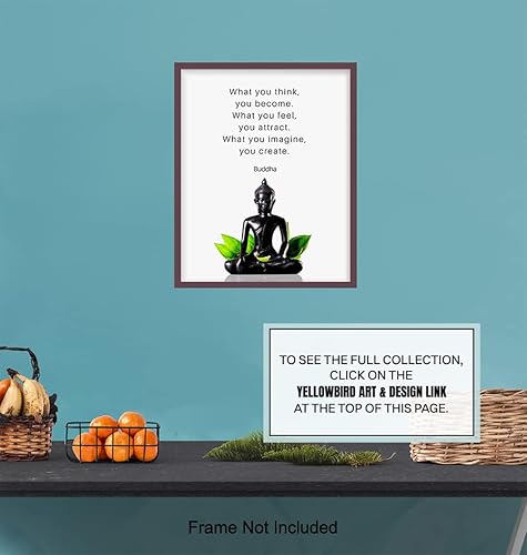 Vista 7 de Buddha Quotes Wall Decor - Inspirational Quote Wall Art - Zen Meditation Decor - Buddha Statue Art - Spiritual Gifts for Women, Men - New Age Spa