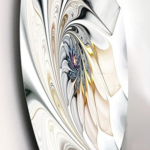 Designart Mt10276 C23 White Stained Glass Floral Art Floral Disc, 23" X 23", White #TOP2