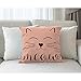 Moslion Cat Face Pillows Decorative Throw Pillow Cover Case Cute Cat Smile Meow Cotton Linen Pillow Case 18x18 Inch Square Cushion Cover for Sofa Bedroom Pink