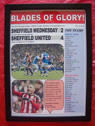 Lilywhite Multimedia Sheffield Miércoles 2 Sheffield United 4-2017 - impresión enmarcada