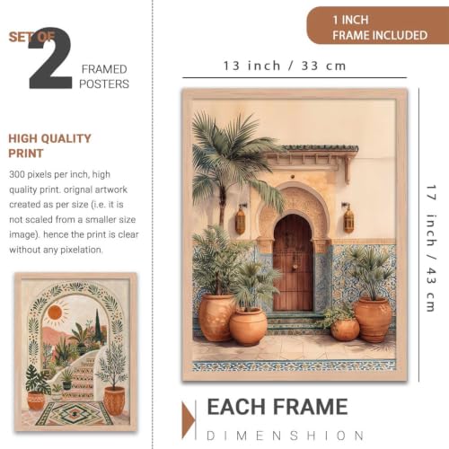 Image of kotart Decorative Modern Wall Art Print With Frame | Paintings For Living Room Bed Room Hotel Wall Decor Digital Reprint Set of 2 (13X17 inch)
