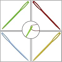 Vista 7 de 48pcs 2.7" Large Eye Plastic Sewing Needles - Yarn, Lacing, Safety Needles for Children's Craft Projects, 4