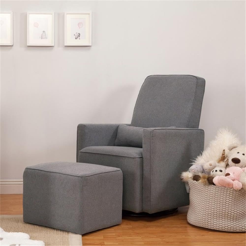 DaVinci Olive Upholstered Swivel Glider with Bonus Ottoman in Dark Grey, Greenguard Gold & CertiPUR-US Certified