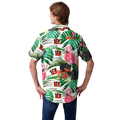 FOCO Men's NFL Team Logo Floral Aloha Tropical Flamingo Button Up Shirt3