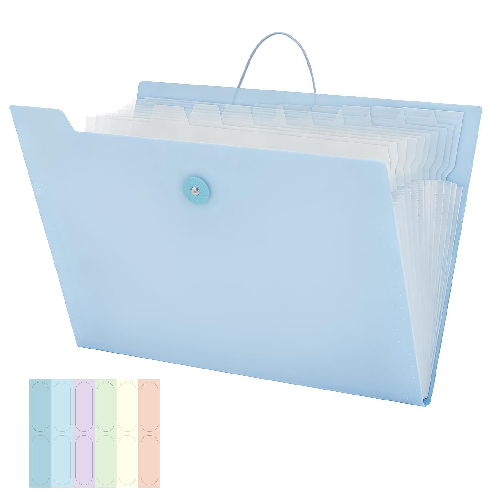 JEFURE Expanding File Folder, 12 Pockets Document Organiser, Accordion File Organiser for A4 Size Paper Storage, Portable Folder for Home, Office and School Use (Blue)