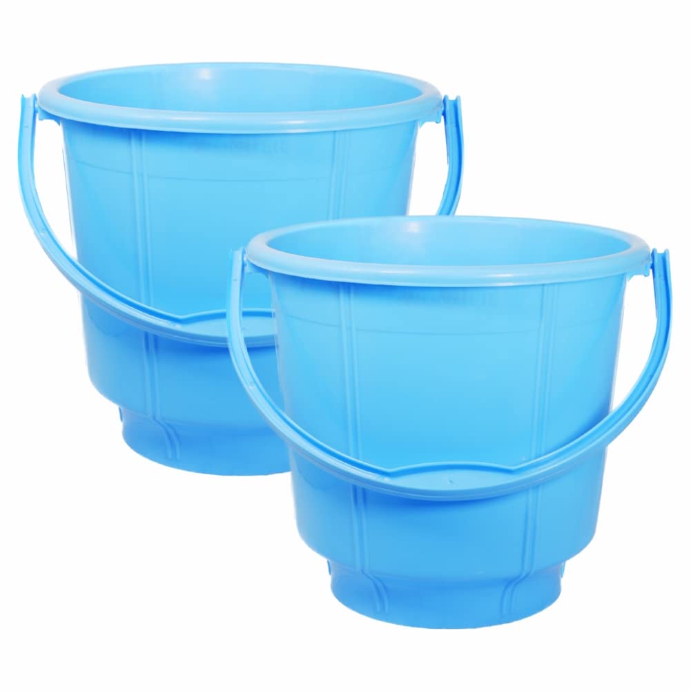 WONDERHomeware Bucket 9 Litre Plain LT Heavy Quality Plastic Bucket,for use in Bathroom, Kitchen, Laundry, Garage,Pack of 2, 9 LTR, Blue Color