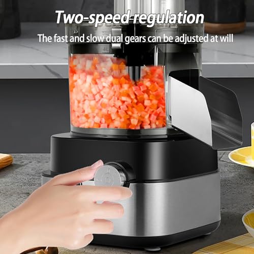 Cortador de verduras, procesador de alimentos, acero inoxidable, capacidad de 5 litros, cuchillas multifuncionales para cortar, rebanar, triturar y moler carne